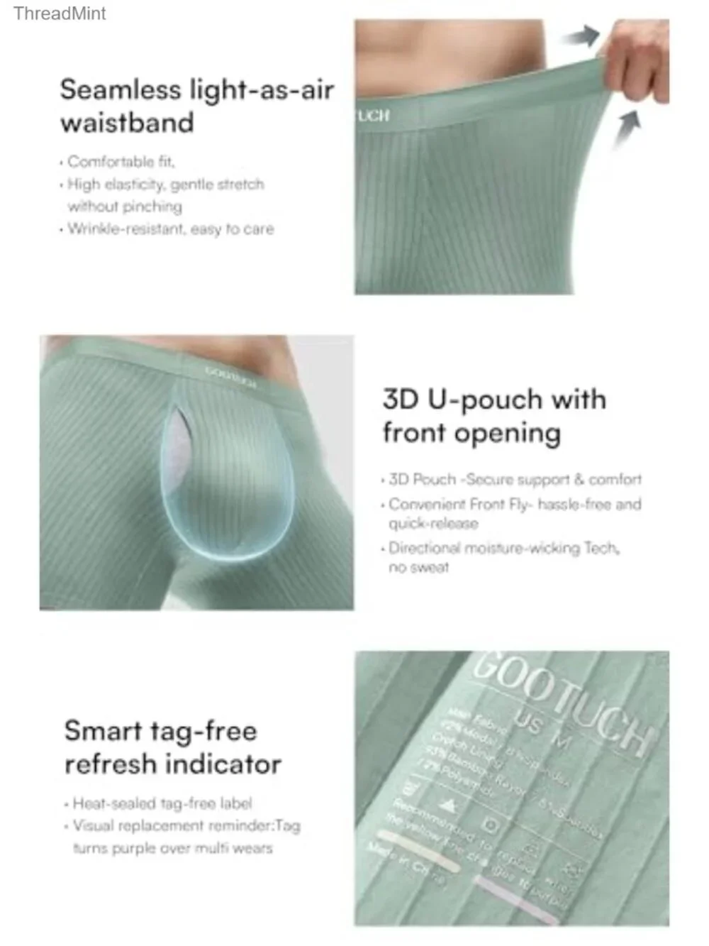 Men's MicroModal Boxer Briefs Moisture Wicking Seamless Stretch Underwear 4 Pack